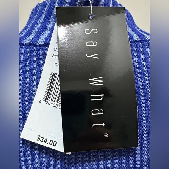 239 Say What | NWT $34 Blue Cut-Out Sweater Top (Size M) - Picture 10 of 14